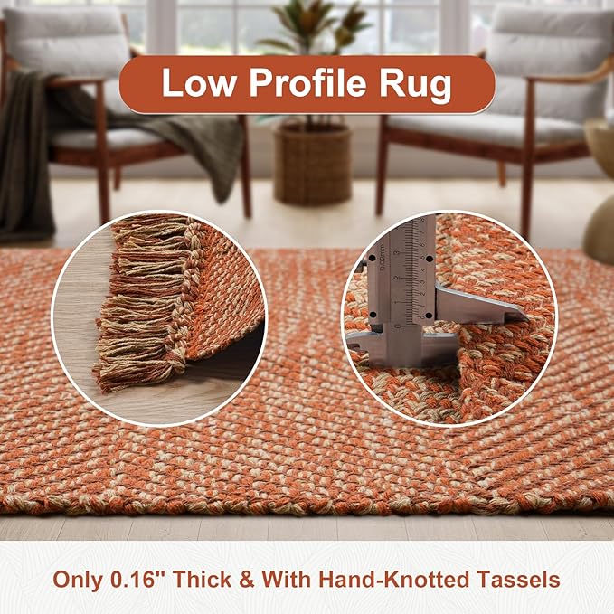 Collive Hallway Runner Rug, 2' x 5' Soft Washable Kitchen Runner Rug, Terracotta Contemporary Modern Laundry Room Rugs Indoor Hand-Woven Cotton Carpet for Bedroom Entryway Front Door