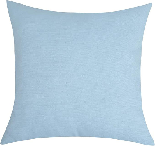 TangDepot Handmade Decorative Solid 100% Cotton Canvas Throw Pillow Covers/Pillow Shams, (16"x16", Light Blue)