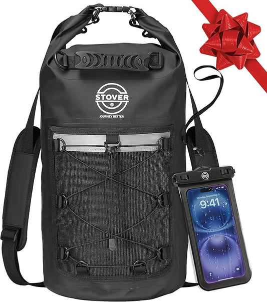 STOVER 5/10/25/30/40/55L Waterproof Dry Bag- Roll-Top Backpack w/Phone Case- Kayaking, Hiking, Camping, Boating- Men/Women