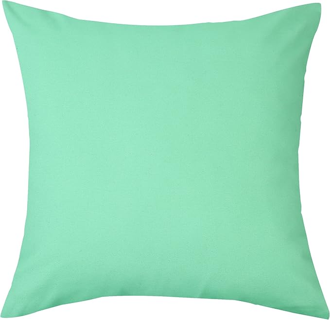 TangDepot Handmade Decorative Solid 100% Cotton Canvas Throw Pillow Covers/Cushion Covers, 45 Colors Available - (14" x 14", Mint Green)