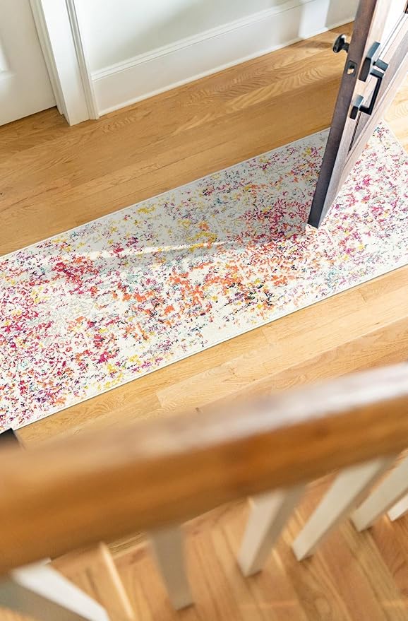 Rugs.com Arlington Collection Rug – 10 Ft Runner Light Multi Medium-Pile Rug Perfect for Hallways, Entryways