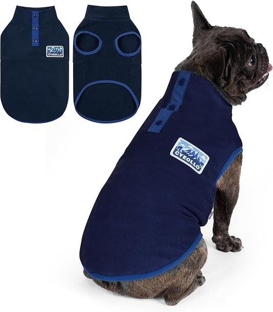 cyeollo Dog Sweaters for Medium Dogs Boy, Turtleneck Stretchy Pullover Fleece Dog Jacket, Warm Lightweight Coat Winter Pet Clothes, Navy Blue XL