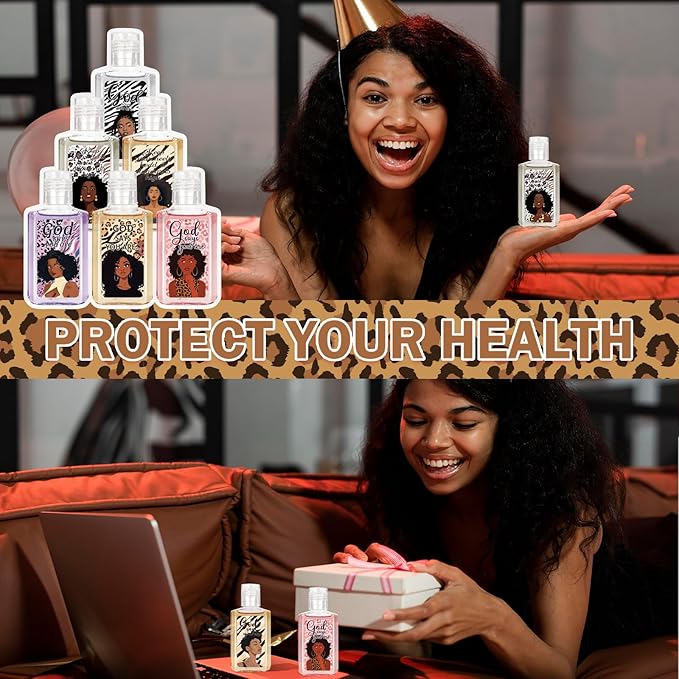 50Pcs Black African Women Mini Hand Sanitizer Bulk African American Christmas Gifts Small Hand Sanitizer for Guest 1fl oz Travel Size Hand Soap Gift for African Black Christmas Party Favor Supplies