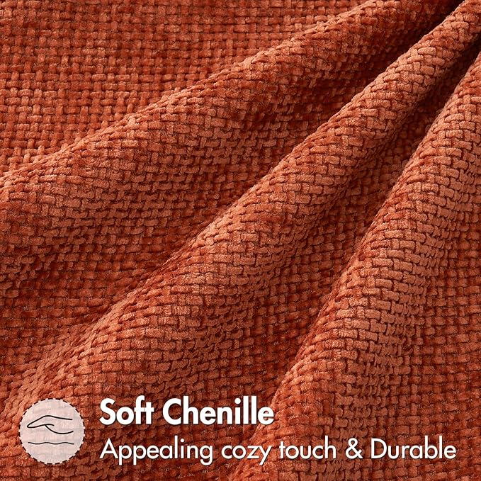 MIULEE Pack of 2 Burnt Orange Decorative Pillow Covers 20x20 Inch Soft Chenille Couch Throw Pillows Farmhouse Cushion Covers for Home Decor Sofa Bedroom Living Room