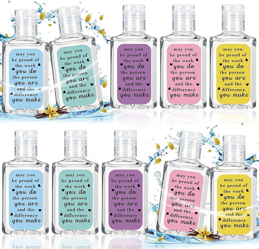 10 Pcs Thank You Gifts for Coworker Mini Hand Sanitize Gel Bulk Scent Hand Sanitizer Travel Size Inspirational Appreciation Gifts for Party Supplies Friends Teacher Employee