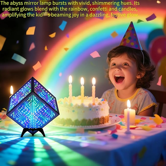 Infinity Hyper Cube LED Table Lamp - Infinity Mirror Light with 100+ Patterns, Music Sync, App Control, Infinite Cube Night Lights for Gaming,Party,Living Room,Bedroom Light Display and More(5Inches)