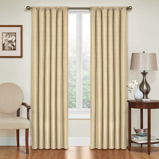 ECLIPSE Kendall Modern Blackout Thermal Rod Pocket Window Curtain for Bedroom or Living Room (1 Panel), 42 X 63, Cafe