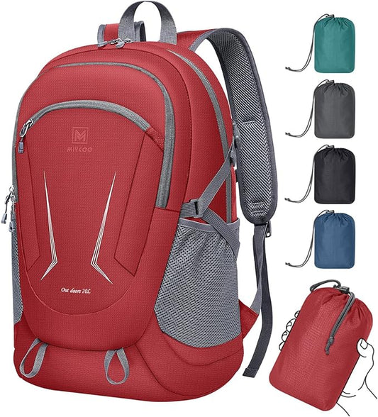 MIYCOO Backpack - Ultra Lightweight Packable Backpack for Travel Camping, 20L Hiking Back Pack Waterproof Foldable Daypack for Men Women Red