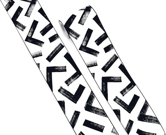 FLFK Black and White Design Wallpaper Border - Peel and Stick Wall Paper, Self Adhesive Removable PVC Borders Sticker, Modern Waterproof Trim for Home Decor, 4" x 240"