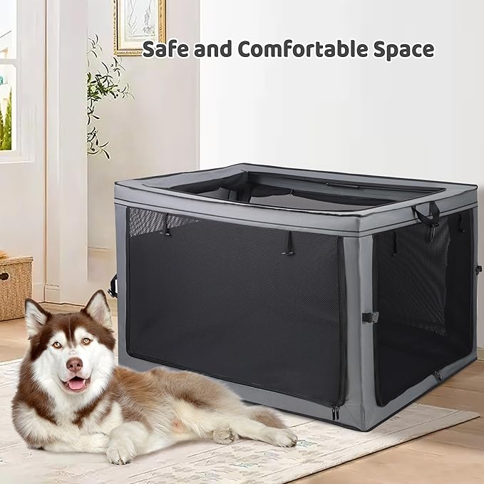 Foldable Pet Crate for Dogs & Cats, Portable Soft-Sided Kennel with Oxford Fabric, Lightweight & Easy to Carry, Travel & Indoor Use, Extra Large