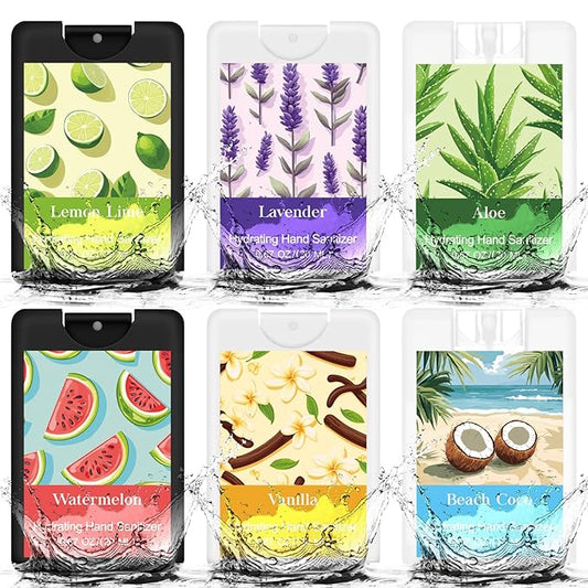 6 Pack Hand Sanitizer Spray Bulk Travel Size Hand Sanitizer Spray Mini Hydrating Pocket Gifts for Coworker Staff Teacher Holiday Favor(Black and White,Vivid)