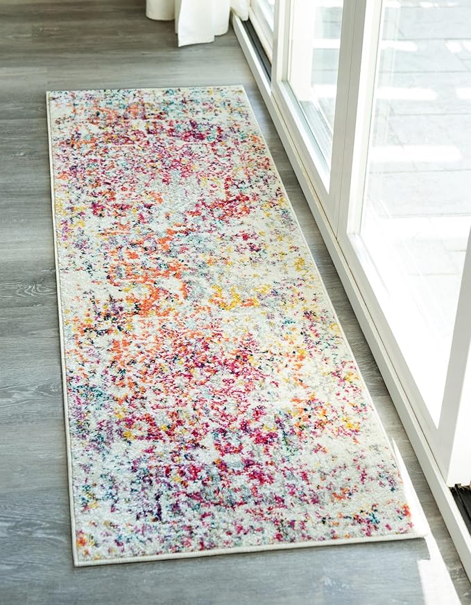 Rugs.com Arlington Collection Rug – 10 Ft Runner Light Multi Medium-Pile Rug Perfect for Hallways, Entryways