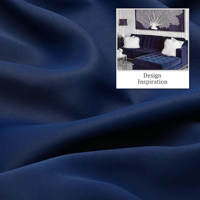 DUALIFE Navy Blue Blackout Curtains 45 Inch Length for Bedroom Thermal Insulated Blue Solid Window Drapes with Grommet Curtains Panels for Living Room Boys Kids Room 38x45 Inches Long