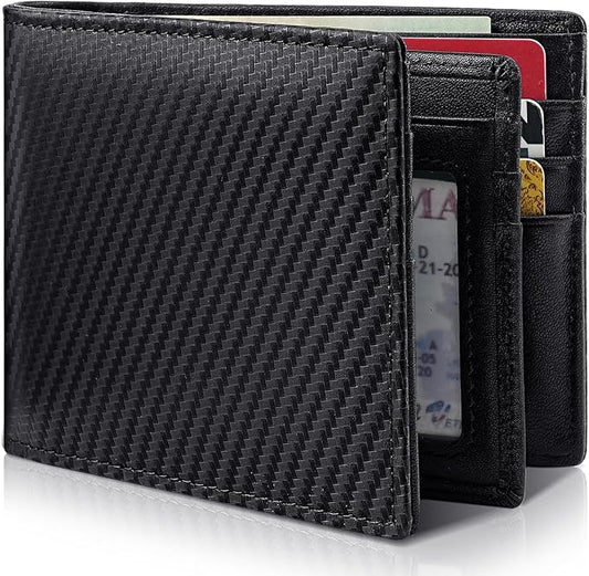 Artpaxy Mens Wallet Genuine Leather Bifold RFID Blocking Wallet for Men with 1 ID Window 13 Card Holders 2 cash pockets 1 Gift Box