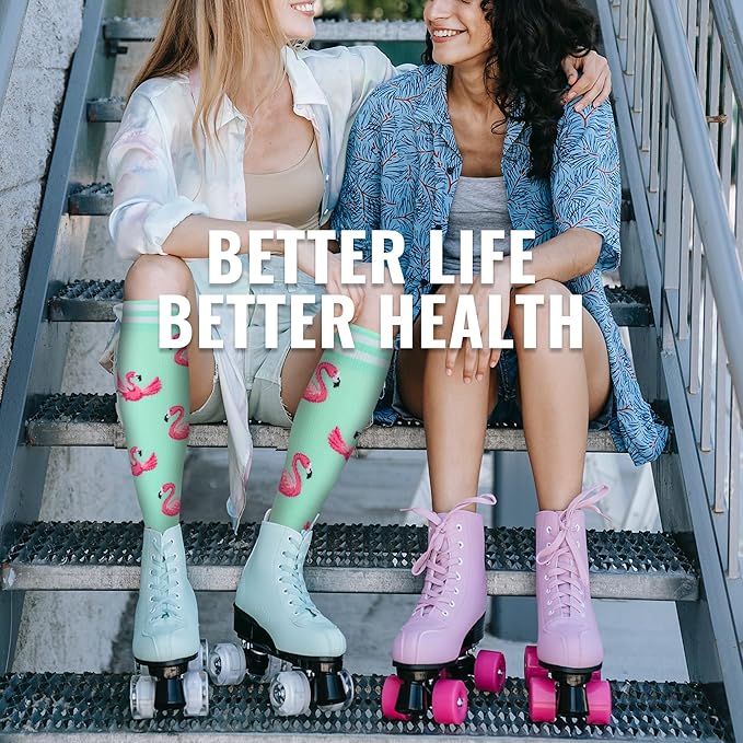 fenglaoda Compression Socks for Women Men 3 Pairs Graduated Compression Support Circulation Socks for Nurses