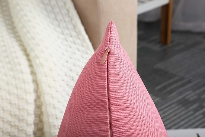 TangDepot Handmade Decorative Solid 100% Cotton Canvas Throw Pillow Covers/Pillow Shams, (12" x12" , Pink, 1 Count (Pack of 1))