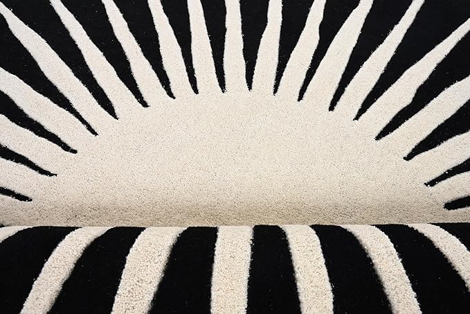 Modern Round Area Rug – Hand-Tufted with 100% NZ Wool, Thick & Soft Circular Carpet for Living Room, Bedroom & Dining Room Decor (Black, 6' Round)