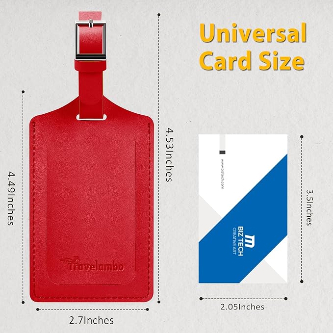 Travelambo 20 Pack Luggage Tags Faux Leather for Suitcases Travel Bag Labels with Protection Cover ID (Red Deep)
