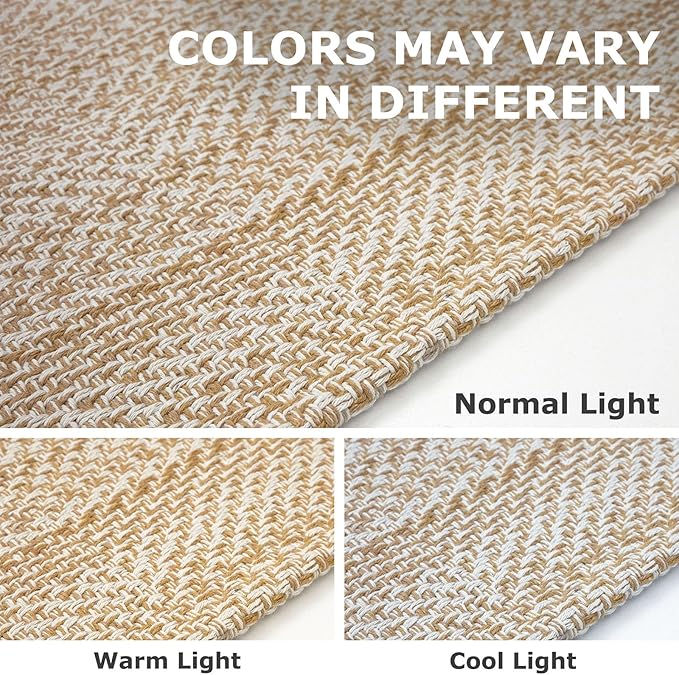 IOHOUZE Washable Runner Rug 3x8 Non Slip Rubber Backed Wide Hallway Runner Entryway Runner Indoor, Kitchen Rugs Woven Floor Carpet for Hall Entrance Bedroom, Warm Beige/Orange/Apricot