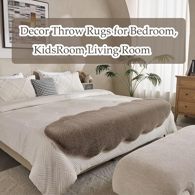1700GSM Fuzzy Faux Sheepskin Fur Area Rug,Extra Soft Faux Fur Mat,Fluffy Shaggy Fur Rug for Bedroom Living Bedside Rug Room Decor-Taupe, 2 x 3 ft