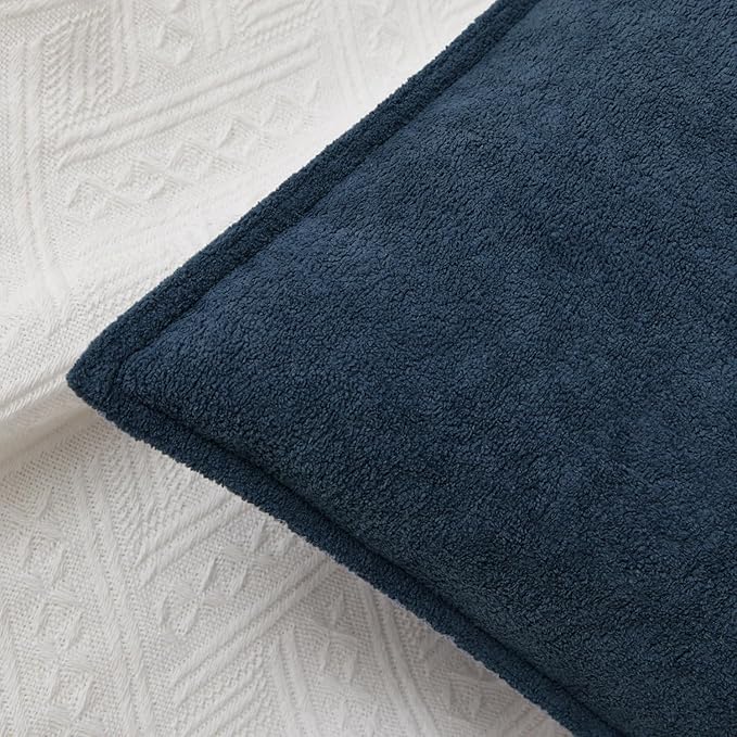 Kevin Textile Waterproof Decorative Pillow Covers Navy Blue 20x20 Inch Pack of 2 Soft Boucle Textured Throw Pillowcases Elegant Accent Pillows for Couch Sofa Chair Bed Home Decor Indoor Outdoor