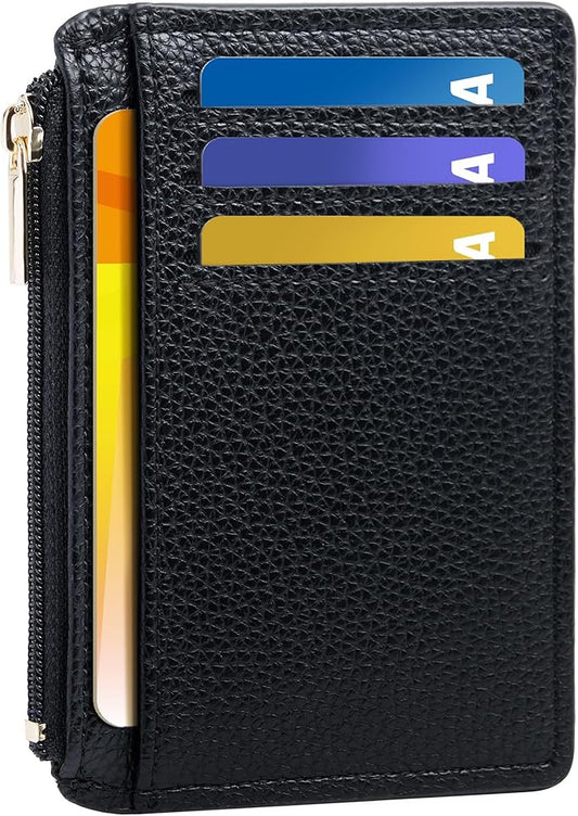 Tipmile Credit Card Holder for Women Slim Minimalist Front Pocket RFID Blocking Wallet Small Compact Card Case with ID Window, Classic Black