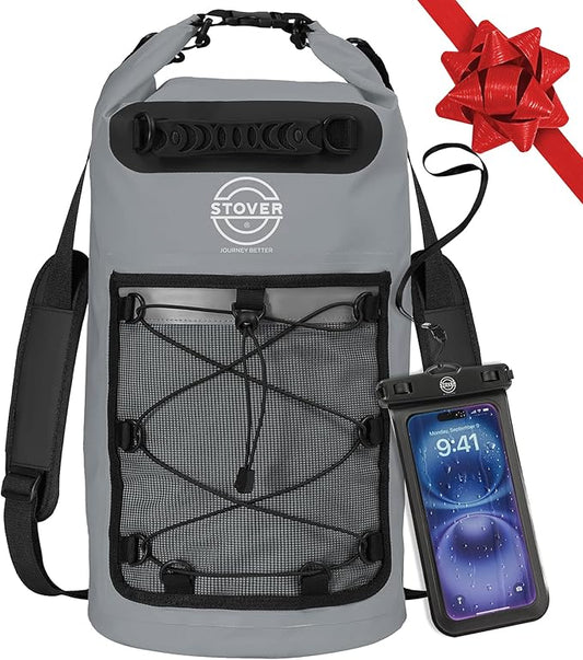 STOVER 5/10/25/30/40/55L Waterproof Dry Bag- Roll-Top Backpack w/Phone Case- Kayaking, Hiking, Camping, Boating- Men/Women