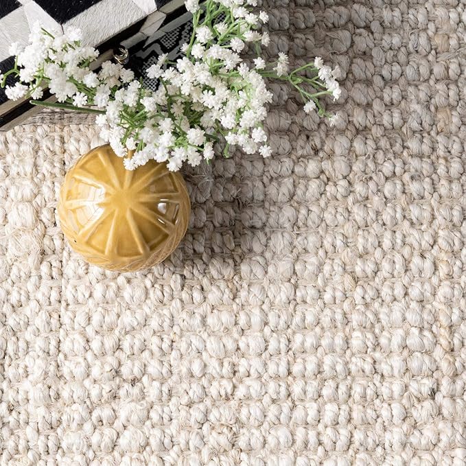 Nuloom Daniela Off-White, 3' x 5', Handmade, Jute, Tassel, Soft and Textured, High Traffic, Stain Resistant, Easy Clean, Durable Area Rug for Bedroom, Living Room, Dining Space, Foyer, Entryway