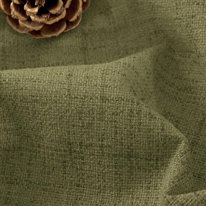 Lajode Linen Blackout Curtains 90 Inch Long, Olive Green Extra Long Curtains for Bedroom Living Room Modern Farmhouse, Thermal Light Blocking Faux Linen Energy Save Drapes Each 52x90 Inch 2 Panels