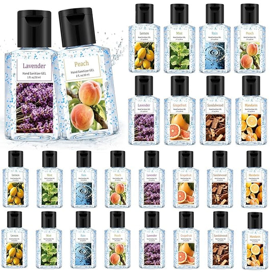 Frienda 24 Pcs Mini Hand Sanitizer Bulk with Scent 1 Fl oz Hand Sanitizer Travel Size Portable Moisturizing Clear Gel for Christmas Daily Use Friend Teacher Employee Appreciation Gifts