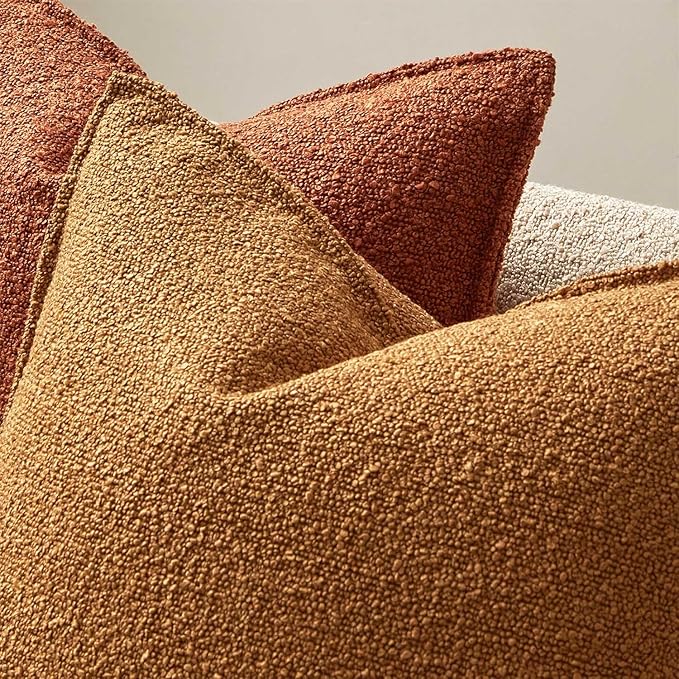 JUSPURBET 14x24 Throw Pillow Covers Set of 2 Decorative Pillow Covers for Couch Sofa Bed Cozy Boucle Lumbar Cushion Covers Cases with Invisible Zipper for Living Room Home Decor,Mustard Yellow
