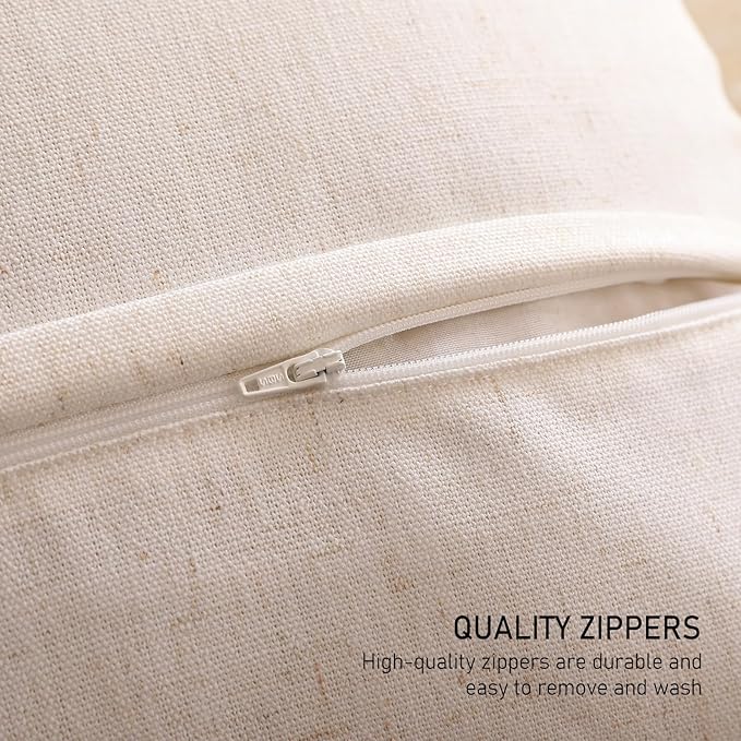 ISAENNE 2 Pcs Classic Ivory White Round Throw Pillow Cover Diameter 16", Solid Color Farmhouse Linen Cotton Decor Pillow Cover with Ruffles, Sturdy Throw Pillowcase for Couch Sofa Bed Living Room