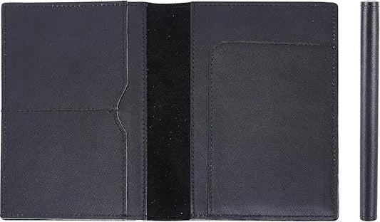 STAR VISTA Albatross Leather Travel Passport Holder, Minimalist Design, Calfskin Leather Case for Women and Men - Slim Passport Wallet, Bifold, RFID Blocking, Black