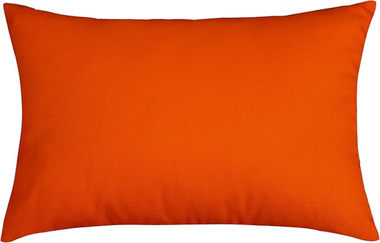 TangDepot Handmade Decorative Solid 100% Cotton Canvas Throw Pillow Covers/Pillow Shams, (12"x18", Orange)