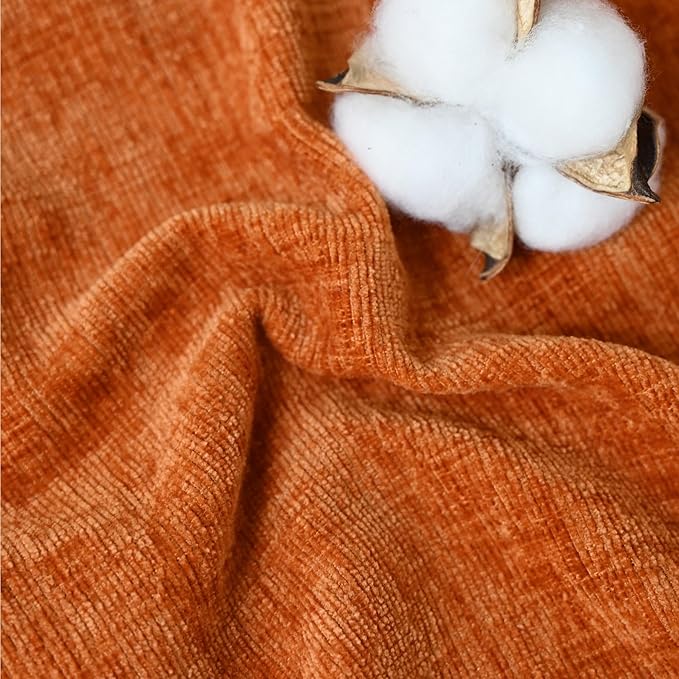 CaliTime Fall Decorative Couch Throw Pillow Covers 20 X 20 Inches Pack of 2 Cozy Chenille Piping Edge Cushion Cases for Sofa Bed Living Room Home Burnt Orange