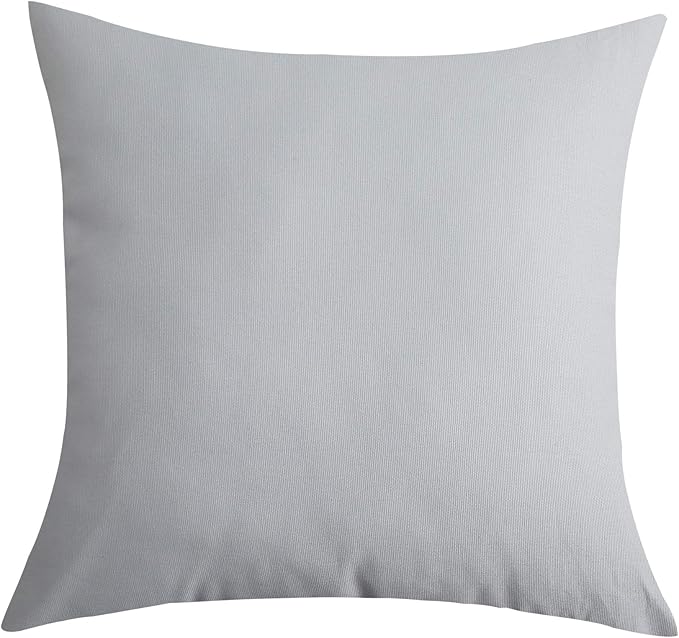 TangDepot Handmade Decorative Solid 100% Cotton Canvas Throw Pillow Covers/Pillow Shams, (18"x18", Gray Stone)