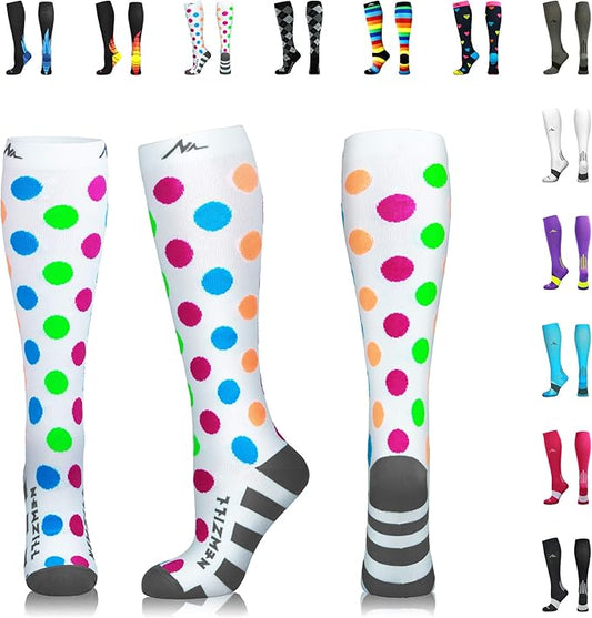 NEWZILL Medical Compression Socks for Women & Men, 20-30 mmHg Knee-High Support for Circulation, All-Day Comfort for Work Travel Running Cycling and Fitness