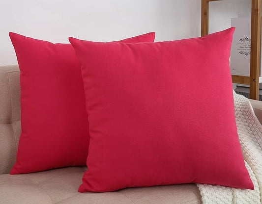 TangDepot Handmade Decorative Solid 100% Cotton Canvas Throw Pillow Covers/Cushion Covers, 45 Colors Available - (18"x18" 2 Pieces, Watermelon Red), 2 Count (Pack of 1)