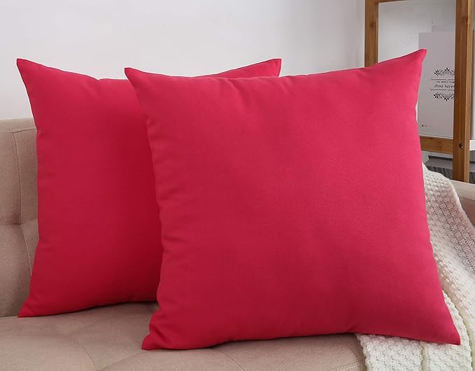 TangDepot Cotton Solid Throw Pillow Covers, 26" x 26" , Watermelon Red, 1 Count (Pack of 1)