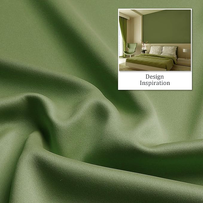 Dualife Sage Green Blackout Curtains 84 Inches Long for Bedroom and Living Room 2 Panels Pair Set Thermal Insulated Room Darkening Curtains with Grommet 42 x 84 Inch Length