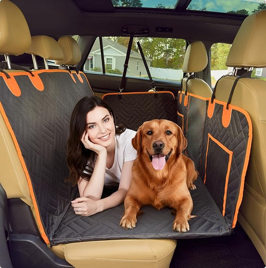 Dog Seat Cover for Back Seat Hard Bottom, XL Backseat Extender for Large Dogs (+420 lbs), Waterproof Dog Car Hammock with Door Protectors, Non-Slip Heavy-Duty Pet Seat Cover for Truck, SUV & Car