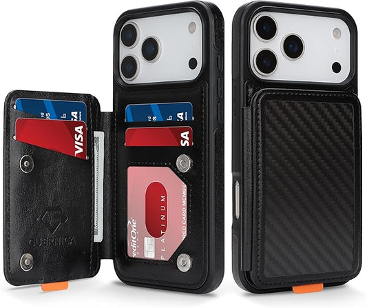 GUERNICA for iPhone 17 Pro (6.3") Case Wallet with Card Holder, RFID Blocking Leather Protection, Shockproof Women Men Phone Case for Apple 17 Pro, A - Black