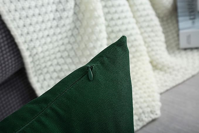 TangDepot Handmade Decorative Solid 100% Cotton Canvas Throw Pillow Covers/Pillow Shams, (12"x20", Deep Green)