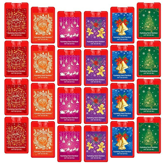 Dansib 24 Pcs Christmas Hand Sanitizer Spray Bulk Red Xmas Hydrating Hand Sanitizers Spray Travel Size Refillable Sanitizer Gift for Women Coworker Christmas Party Favors Treat Goodie Bags Stuffers