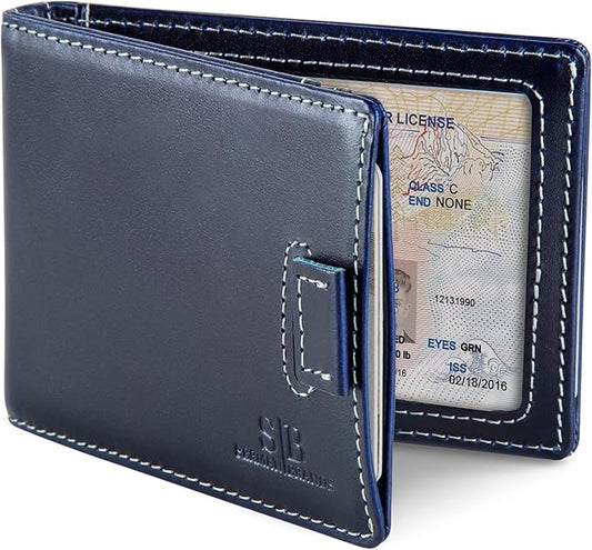 SERMAN BRANDS RFID Blocking Slim Money Clip Wallet – Leather Bifold Front Pocket Minimalist Mens Wallet with Money Clip for Men, Small Credit Card Holder Wallet - Travel Wallet with Gift Box