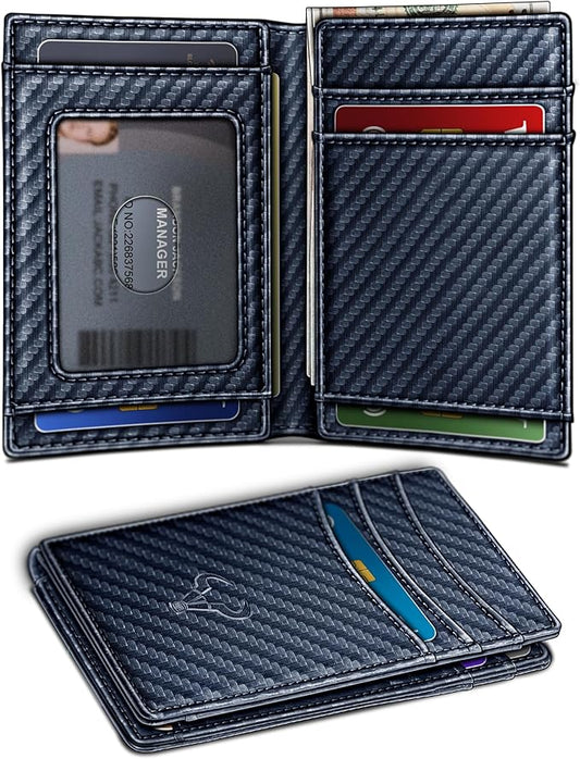 BULLIANT Slim Wallet For Men 12Cards,Magnetic Flip Build-in Money Clip Airtag Compatible-RFID Blocking