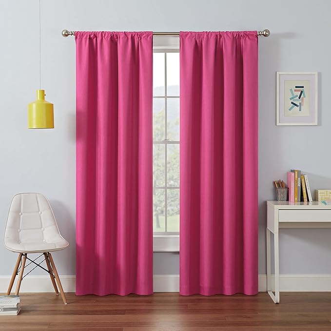 ECLIPSE Kendall Modern Blackout Thermal Rod Pocket Window Curtain for Bedroom or Living Room (1 Panel), 42" x 84", Raspberry