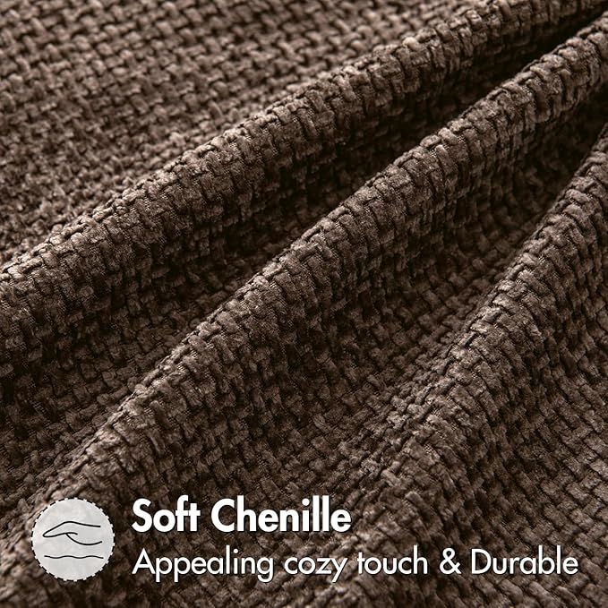MIULEE Pack of 2 Couch Throw Pillow Covers 22x22 Inch Neutral Dark Brown Boho Accent Decorative Pillow Covers Soft Chenille Farmhouse Cushion Covers for Home Decor Bed Sofa Living Room