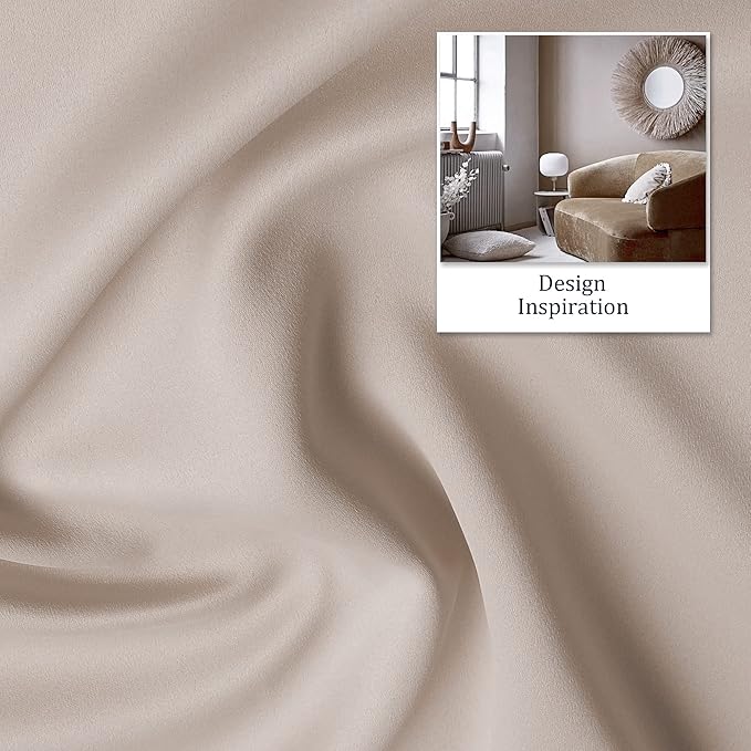 DUALIFE Light Brown Blackout Curtains 72 Inches Long - Thermal Insulated Room Darkening Curtains for Bedroom 52 x 72 Inch, Grommet Top, 2 Panels, Warm Taupe