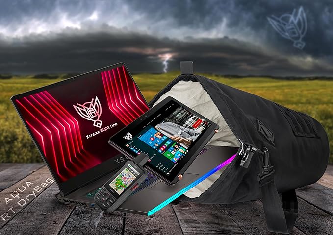 Xtreme Sight Line ~ AQUA RT Dry Bag~ Water-Proof Faraday Dry Bag for Laptops, Tablets, and Mid-Size Electronics ~ Small LITE Faraday Bag Combo ~ Woodland Camo